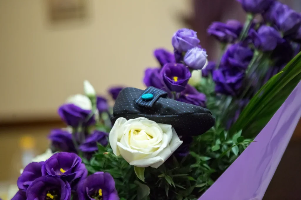 Floral bouquet for cremation containers